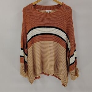 NEWBURY KUSTOM Knit Striped Color Block Sweater Size Small Oversized